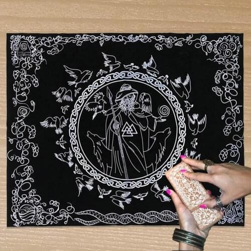 74X60CM Odin Blessing Rituals Tarot Card Tablecloth Velvet Divination Altar Cloth Board Game Fortune Astrology Oracle Cards Pad