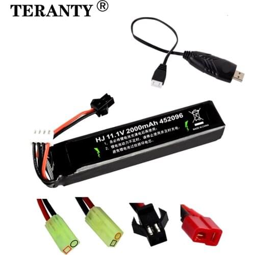 Water Gun Lipo Battery + Charger 3S 11.1V 2000mAh 452096 battery for AKKU Mini Airsoft BB Air Pistol Electric Toys Guns RC Parts