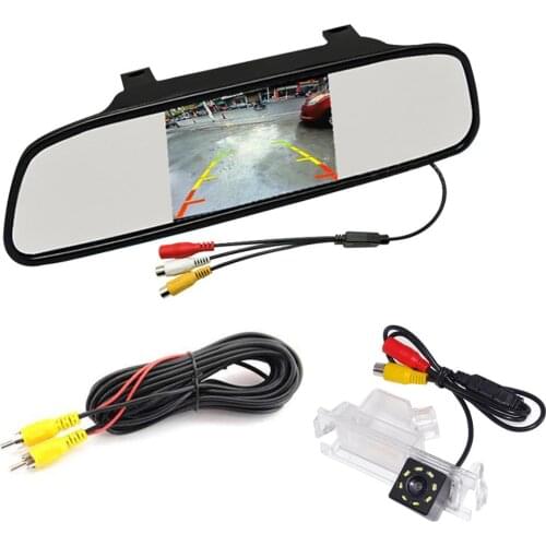 Car 4.3 inch TFT in-Mirror Monitor and LED Adjustable Angle Rear View Camera for KIA Rio K2 UB Pride Hatchback Verna Sedan