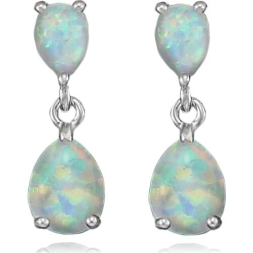 White Fire Opal Copper Fashion Jewelry Ear Stud Earrings for Women OE242