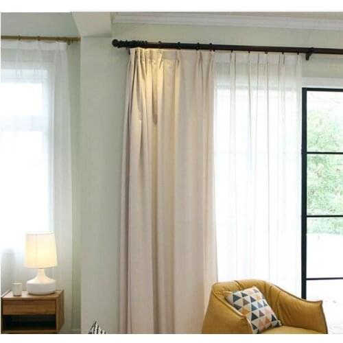 Beige Curtains for Living Dining Room Bedroom American Style Modern Simple Pure Color Sheep Velvet Thickening Art Curtain