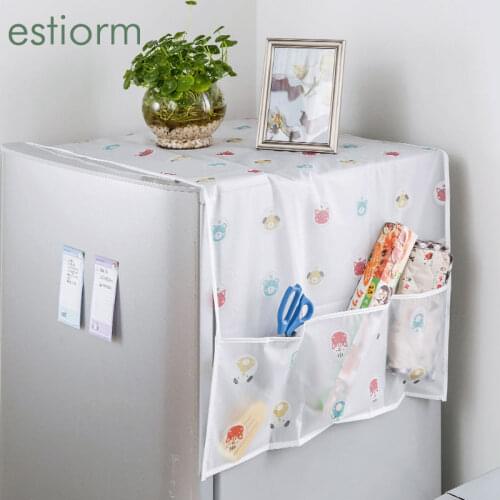 Refrigerator Dust Cover,Washing Machine Top Cover with Pocket, Universal Household Waterproof Washable Dust Cover for Fridge
