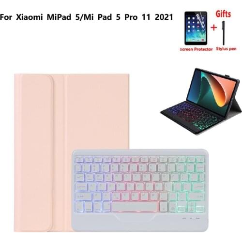 Keyboard Case For Xiaomi MiPad 5 / MiPad 5 Pro 11 inch 2021 Leather Stand Shell Wireless Bluetooth Backlight keyboard Cover+Pen