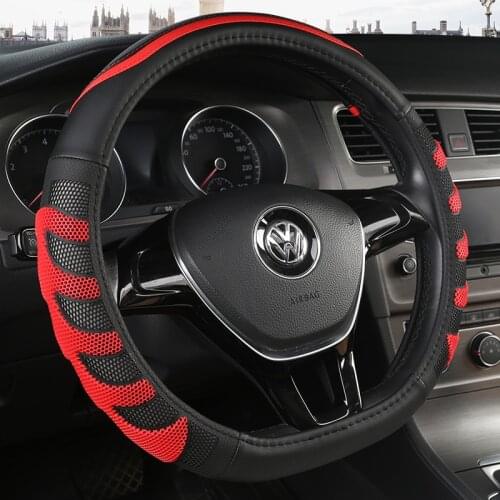 D Shape Steering Wheel Cover Leather + Carbon Fibre for VW GOLF 7 2015 POLO JATTA Suzuki Swift Nissan Rogue 2017 2018 2019 2020