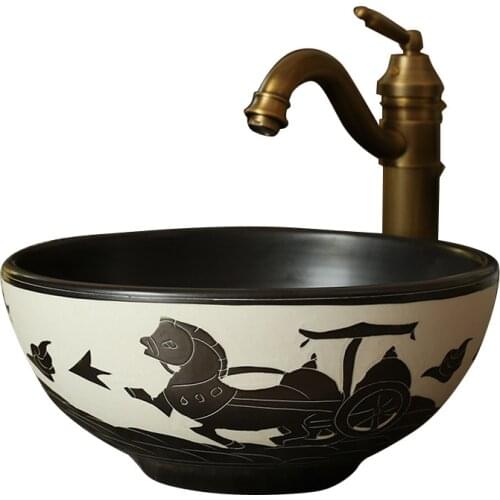 Diameter 30 CM Porcelain Material Chinese Small-Scale Children Art Ceramic Bathroom Sink