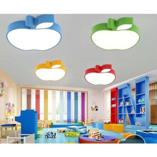 Childrens cartoon bedroom room lamp study clothing store kindergarten color apple led ceiling lighting