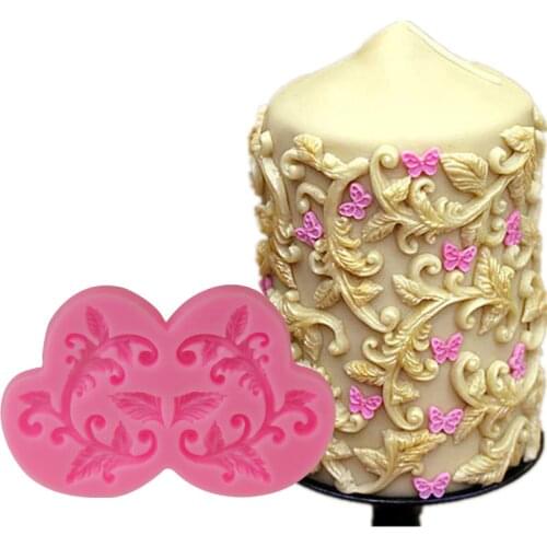 DIY Hot Vines Leaf Totem Cake Moulds Fondant Silicone Mold Cupcake Soap Candy Chocolate Decoration Baking Tool FQ3413