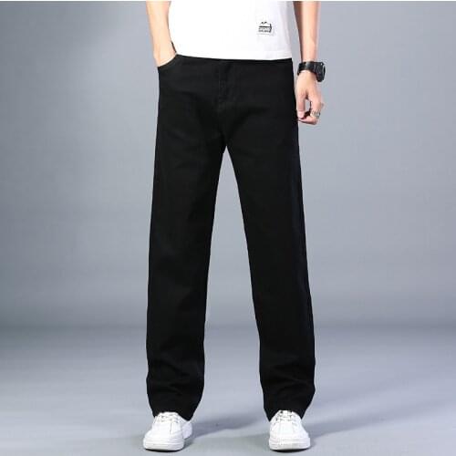 2021 New Brand Jeans Straight Breathable Elastic Comfortable Wide Leg Pants Men Fashion Casual Loose Jeans Plus Size 44