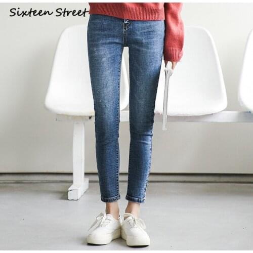 Denim Skinny Jeans Femme High Waisted Blue Washed Women Pencil Pants Y2k Aesthetic Fashion Female Trousers Streetwear Vintage