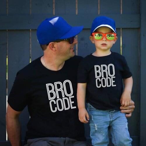 BRO CODE Graphic Matching Dad Son T Shirt Funny Letter Printed TShirts Family Match Outfits Summer Short Sleeve Shirt Outfit