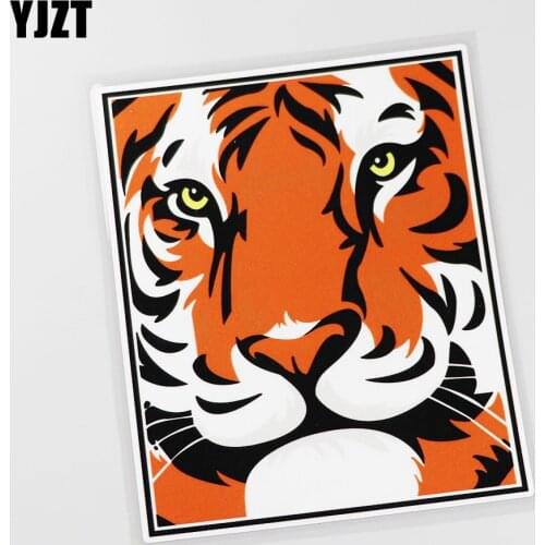 YJZT 13.5CMX16.6CM Cartoon Animal Interesting Decal Fierce Tiger Car Sticker 13B-0076