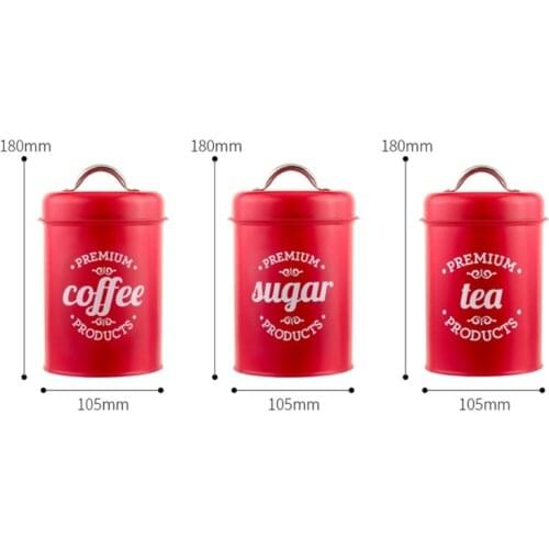 Red Wrought Iron Tea Tin Jar Candy Sugar Box Can Coffee Container Case Storage Tank Househould Kitchen Utensils W3JE