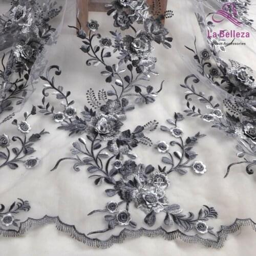 La Belleza new 3D flowers lace fabric, new lace ,Dark pink 3D flowers lace fabric,rose pink 3D flowers lace fabric evening dress