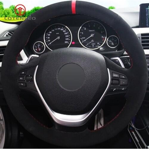 LQTENLEO Black Suede DIY Hand Car Steering Wheel Cover for BMW 4 Series 420d 420i 428i 430i 435i 440i F32 F33 F36 2013-2019