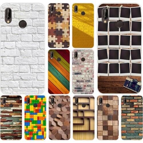 156H wooden wall colour blocking Soft Silicone Tpu Cover Case for huawei Nova 3 3i p smart