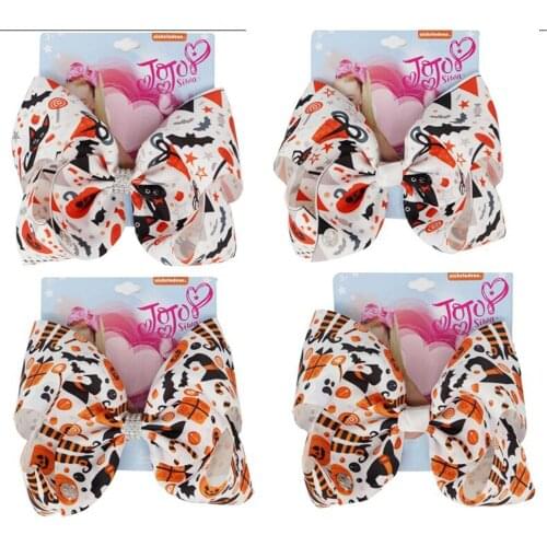 New Halloween Hair Bow Hair Clip Barrette 8inch Bowknot Hairlip Grosgrain Ribbon Accessories Headwear OEM Drop Shipping