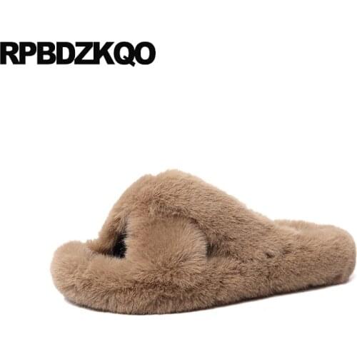 Platform Furry Flatform Slippers Soft Ladies Sandals Wide Fit Fur Slides Slip On Flat Open Toe Women Shoes 2018 Spring Fluffy