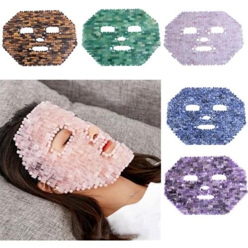 Cooling Natural Rose Quartz Jade Sleep Face Mask Stone Face Massage Healing Anti Aging Amethyst Facial Mask Beauty