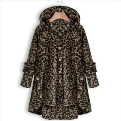 Hot 2021 Winter Coat Leopard Coat womens Button Solid Color Hooded Jacket Dripshopping Long Sleeve Warm Jacket Outerwear Coat