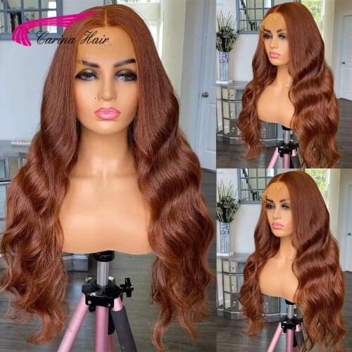 13x4 Lace Front Human Hair Wigs Brazilian Wigs 180% Body WaveBrown Color Lace Frontal Wigs For Black Women PrePlucked Human Hair