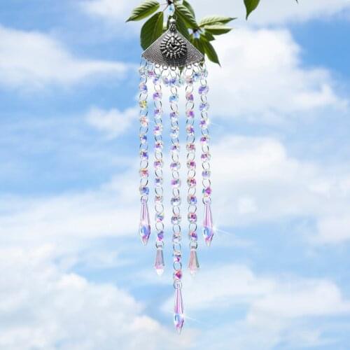 H&D Hanging Crystal Suncatcher Ornament with Ganesha Decor Protection Charm Rainbow Maker Wind Chimes Chandelier Lighting Decor