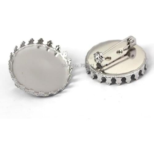 Blank Back Pins Brooches Base Settings Round Crown Bezel Brooch DIY Resin Cabochons Jewelry Findings Multi-color Plated