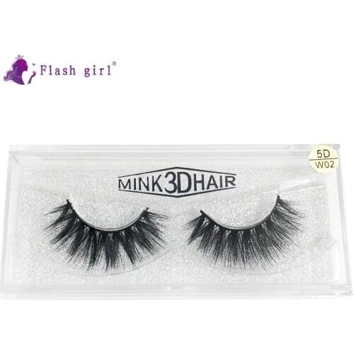 Flash Girl 5D Mink Eyelashes 5D-W02 Natural Long Full Strip Lashes Thick Handmade Reusable Fake Eyelash Makeup