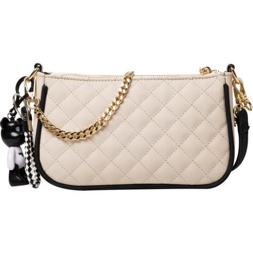 Womens premium texture luxury shoulder bag 2021 new fashion designer pure color rhombus chain handbag all-match messenger bag