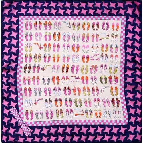 Natural Silk Scarf Women Bandana Female Shoes Hair Scarf for Women Silk Headband Fashion Womens Square Silk Head Scarf for Neck