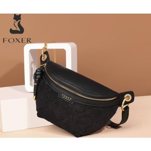FOXER Fashion Brand Saddle Bag Lady Crossbody Bag Semi-circular Saddle Womens Bag Shoulder Slant Bag All-match Casual Purse