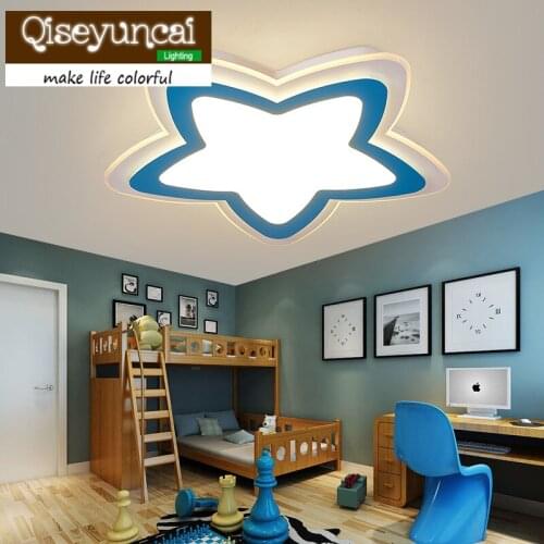 Qiseyuncai Childrens room personality super thin acrylic cartoon star led eye protection ceiling lamp boy girl bedroom lighting
