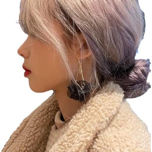 TIMEONLY Japan Fashion Net Yarn A B Color Crystal Dangle Earring for Women Girls White Black Elegant Earring Delicate Jewellery