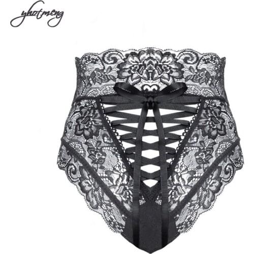 Yhotmeng ladies underwear lingerie xxl vs xxxl plus size panties sexy high-rise floral lace front hollow panty briefs