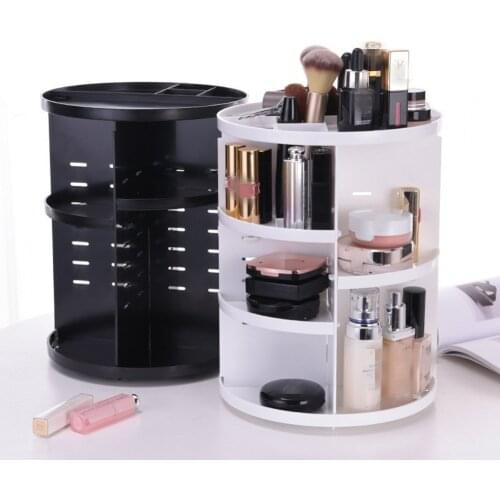 360 ° Assembled Rotatable Storage Shelf Cosmetics Skin Care Products Organizer Cosmetic Jewelry Storage Rack White Black Pink