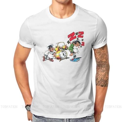 Wake Up Fashion TShirts Gaston Lagaffe Comics Male Graphic Fabric Streetwear T Shirt Round Neck Big Size