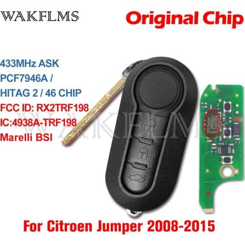 For Citroen Jumper 2008 2009 2010 2011 2012 2013 2014 2015 Remote Flip Car Key Replacement 433MHz ID46 RX2TRF198