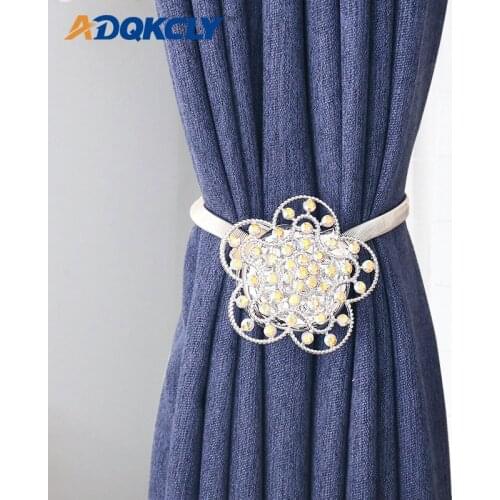 ADQKCLY Flower Pattern Curtain Tiebacks Magnet Iron Wire Curtain Clips Decoration Home Buckles Accessories 1 Piece