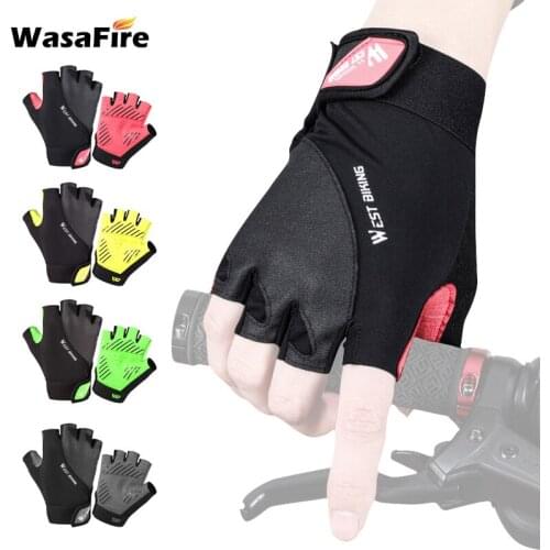 1 Pair Anti-slip Bike Gloves Anti-sweat Men Women Half Finger Breathable Bicycle Gloves Anti-shock Outdoor Sports Cycling Gloves