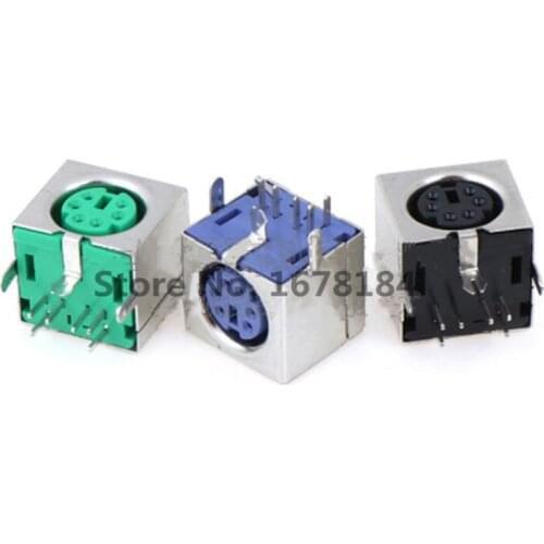 50Pcs Keyboard socket Black/Green/Purple 6 Pins PS/2 PS 2 Female Socket Jack Connector On PCB