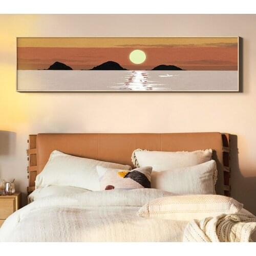 Abstract Seascape Sunset Oil Pianting Posters and Prints Wall Art Canvas Painting Pictures for Living Room Home Decor No Frame