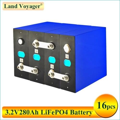 16pcs Land Voyager 3.2V 280Ah lifepo4 battery 12V 48V Rechargeable battery pack for Electric car RV Solar Energy storage