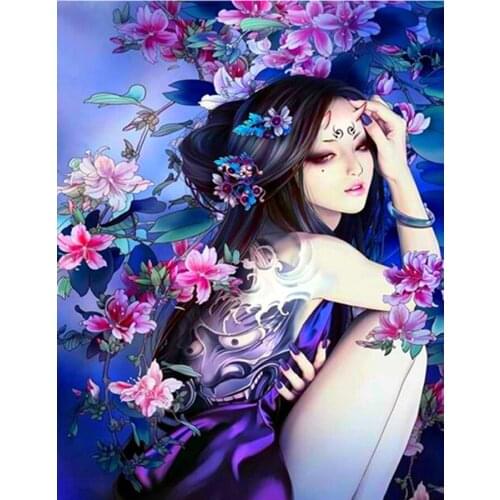 DIY Diamond Embroidery Japan cartoon Diamond Painting Anime girl flower Diamond Mosaic Embroidery With Home Decor