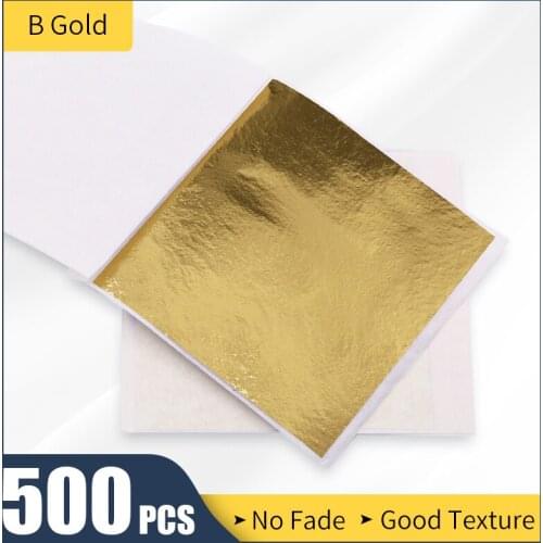 B Gold Leaf Sheets Imitation Alloy Foil Paper 8x8.5cm for Nails Shiny Metallic Wall Furniture Statue
