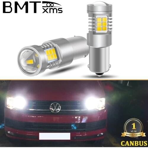 BMTxms 2pcs Top Quality P21W Ba15s Canbus For VW Transporter T5 T5.1 T6 (2010-2019) White LED DRL Daytime Running Light Bulb