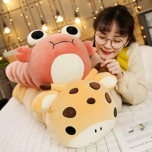 Large Size Cute Animal Long Pillow Caterpillar Panda Plush Toys Room Decoration Stuffed Cushion Crab Dolls Kid Children Gift