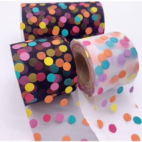 Colorful Dots Print Organza Craft Decor Ribbon Wedding Hair Accessories Handmade