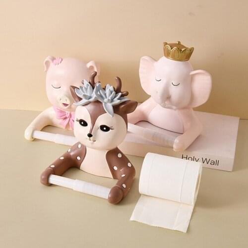Lovely Animal Tissue Holder Creative Flower Deer, Cat, Rabbit, Elephant Roll Paper Tube Toilet Tissue Box Toilet Wall Towel Rack