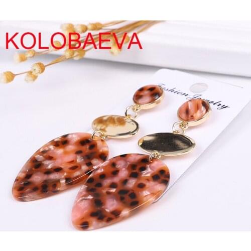 Long Women Jewelry Earrings Designer Fashion Personality Golden Pendant Acrylic Large Earrings Retro Dangle Geometric Earrings