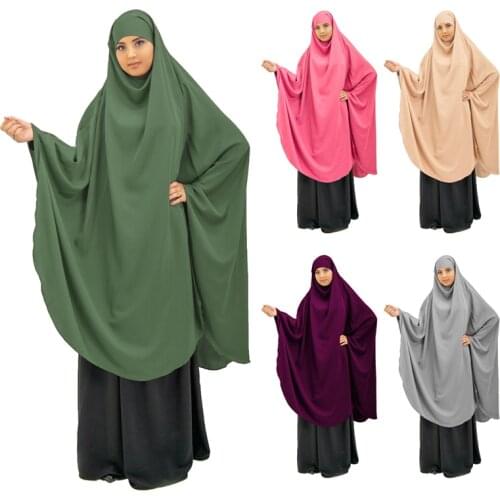 Eid Hooded Muslim Women Long Khimar Hijab Dress Prayer Garment Jilbab Abaya Full Cover Ramadan Gown Abayas Islamic Clothes Niqab