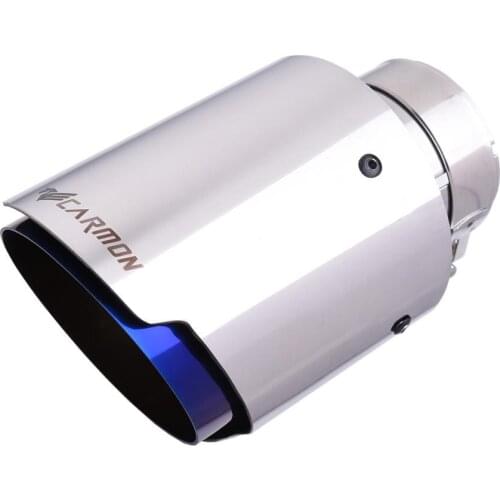 Carmon Car Universal Stainless Steel Exhaust Tip Burnt Blue Tail Pipe Tip Muffler for BMW BENZ Audi VW Golf Parts